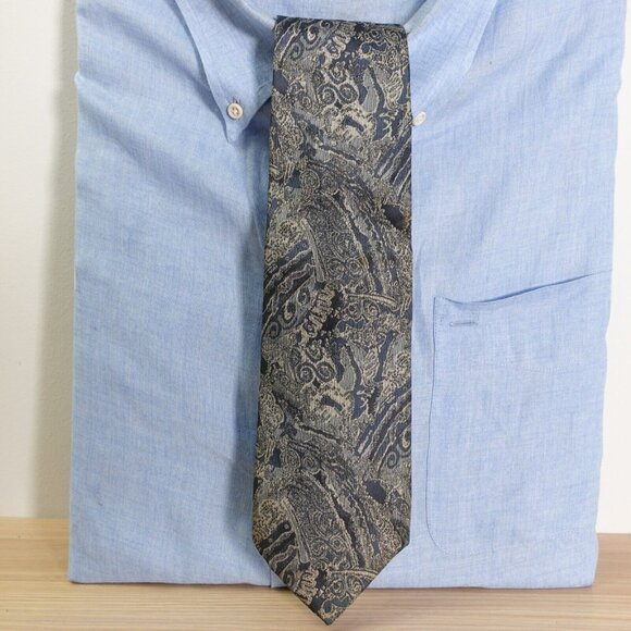 HIROKO KOSHINO HOMME Neck Tie Mens Blue Paisley Silk Luxury Japanese‎ Designer - Picture 2 of 13